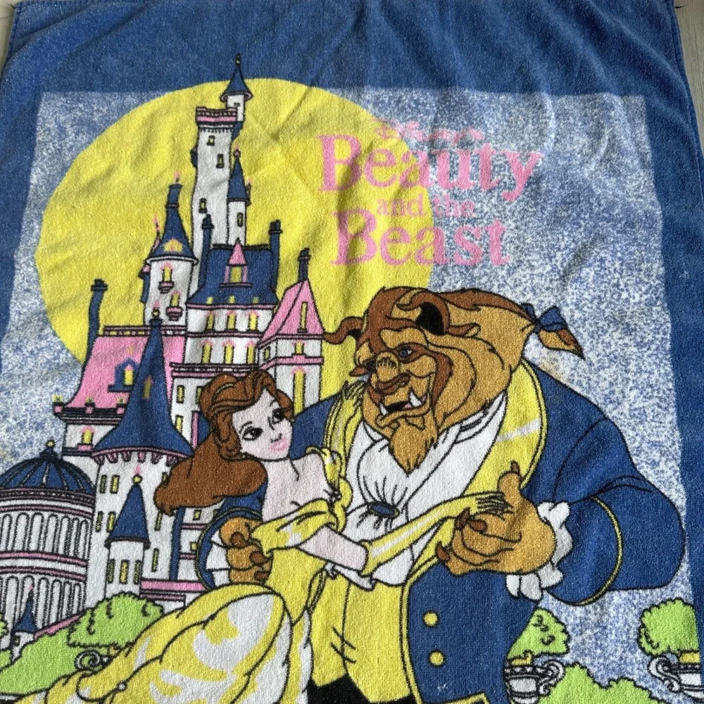 Vintage Disney Beauty and‎ The Beast Towel Beach 90s Roses